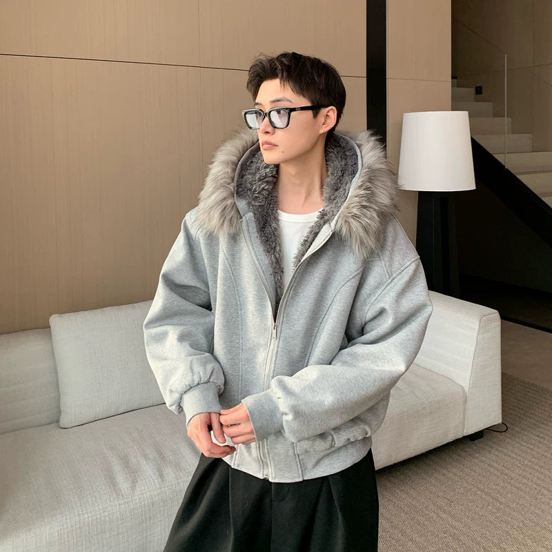 Fleece-gevoerde bontkraag met capuchonjack 