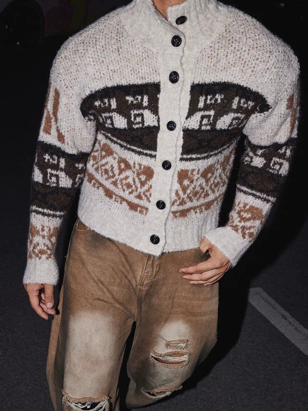 Cardigan en tricot à boutons Fair Isle 