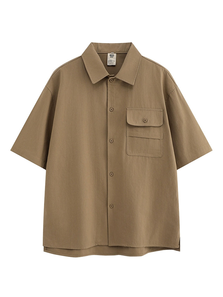 Camicia in cotone a maniche corte in stile lavoro retro 