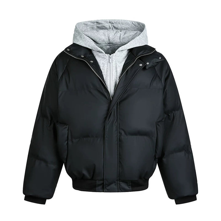 מעיל פוף עם קפוצ'ון מעור סינטטי פצ'וורק 