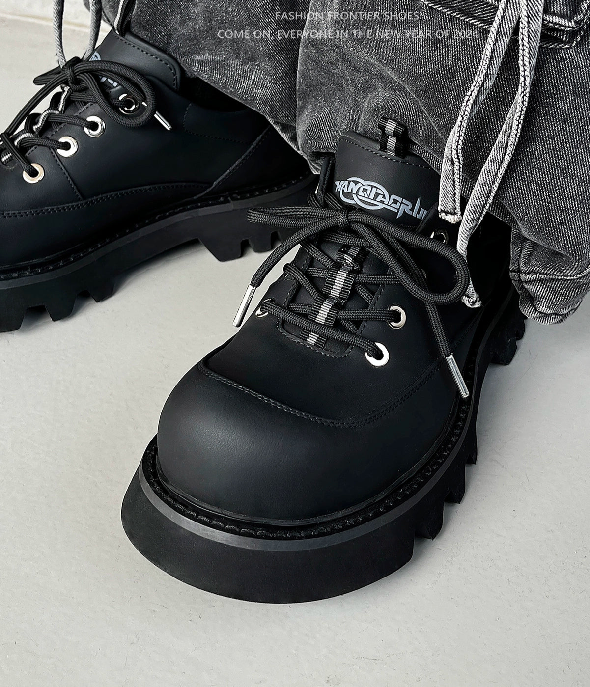 Thick-Soled Casual Leather Derby Shoes