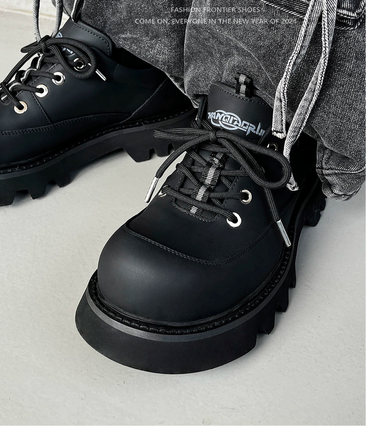 Thick-Soled Casual Leather Derby Shoes