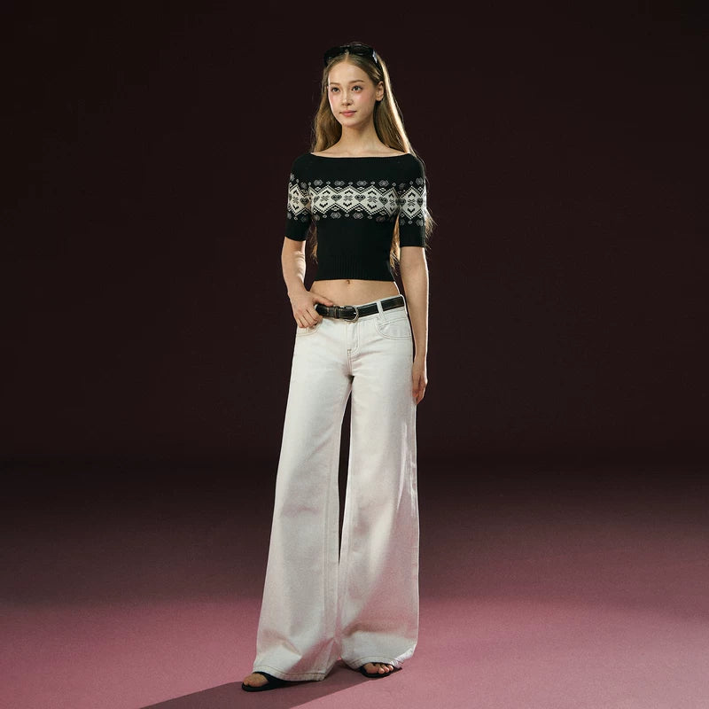 Pantalons décontractés à taille haute et jambes larges 