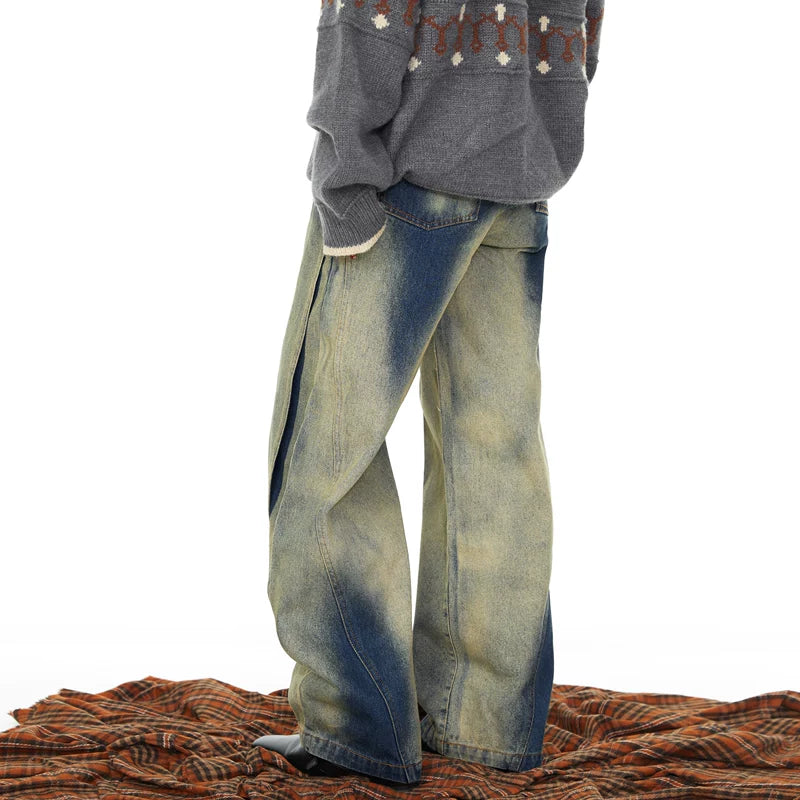 Deconstructed Patchwork Curved Jeans