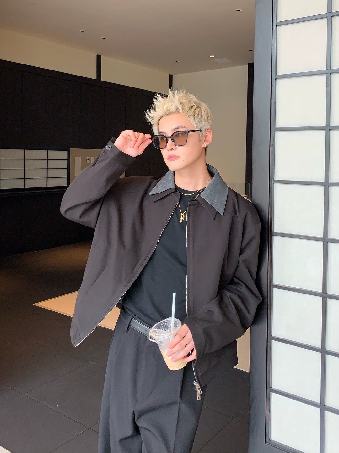 Double-Layer Collar Twill Jacket