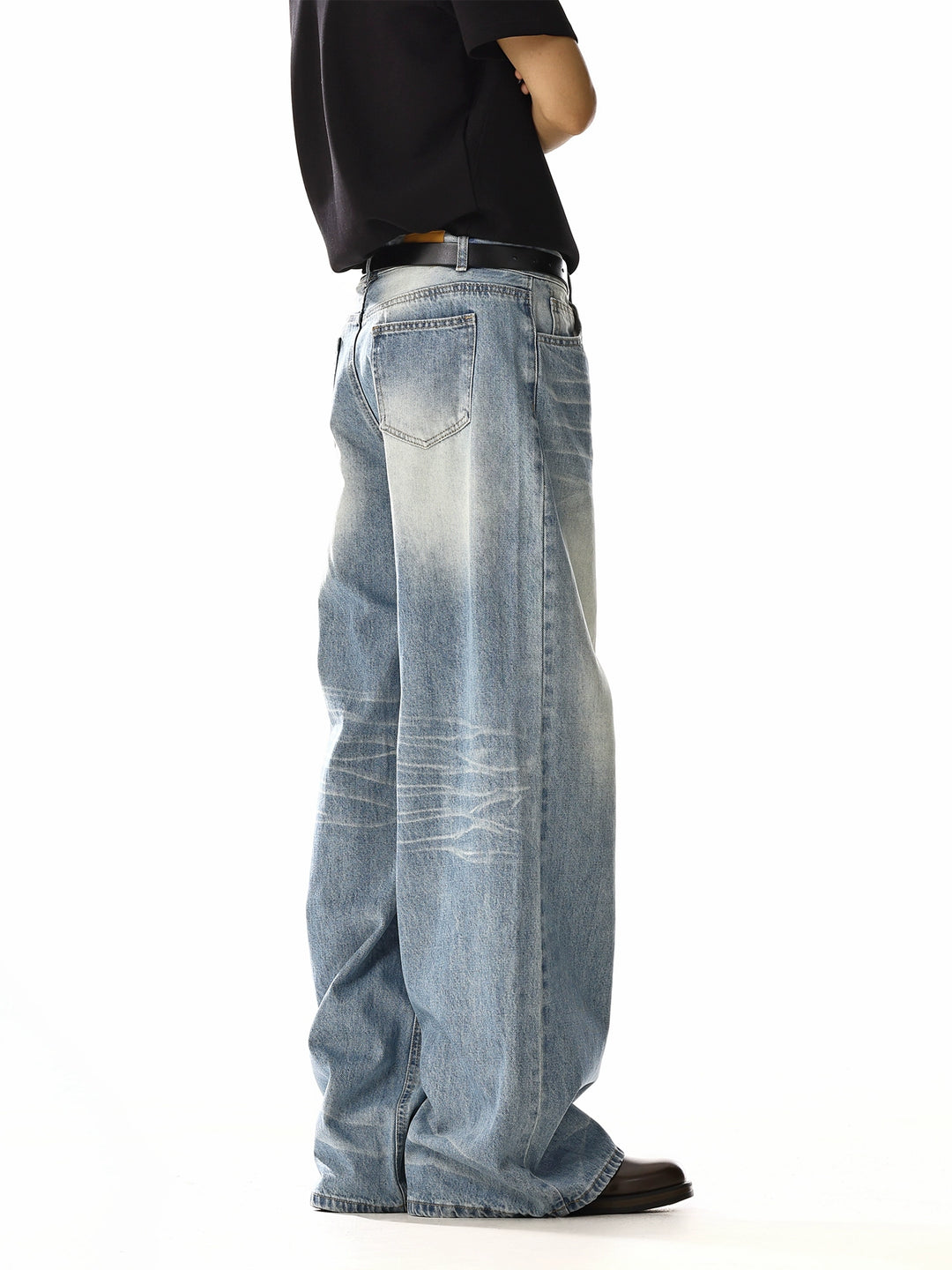 Pantalons en jean large rétro à coupe décontractée 
