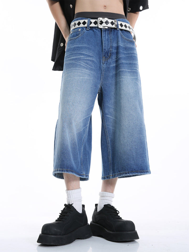 Weite Denim Culotte Shorts 