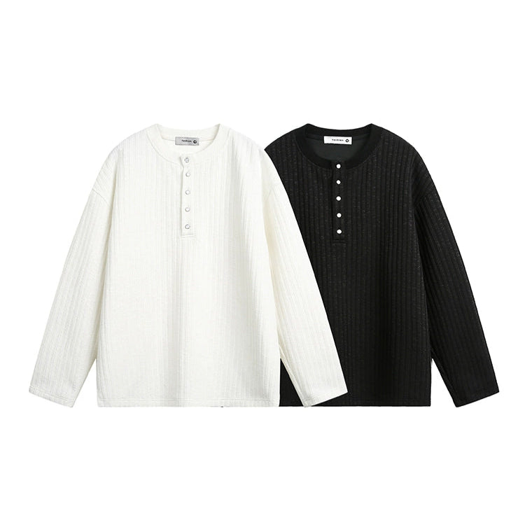 Struktureret Henley Krave Langærmet Pullover 