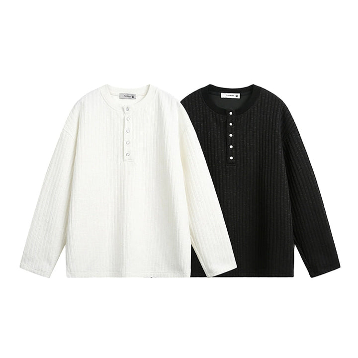 Struktureret Henley Krave Langærmet Pullover 