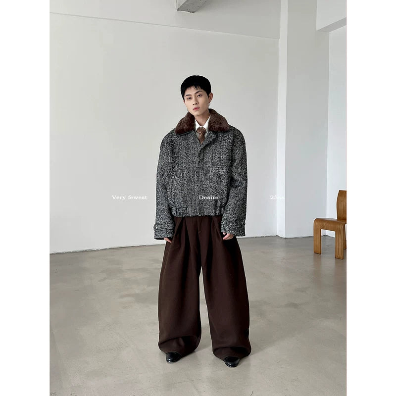 Fur Collar Quilted Wool Coat