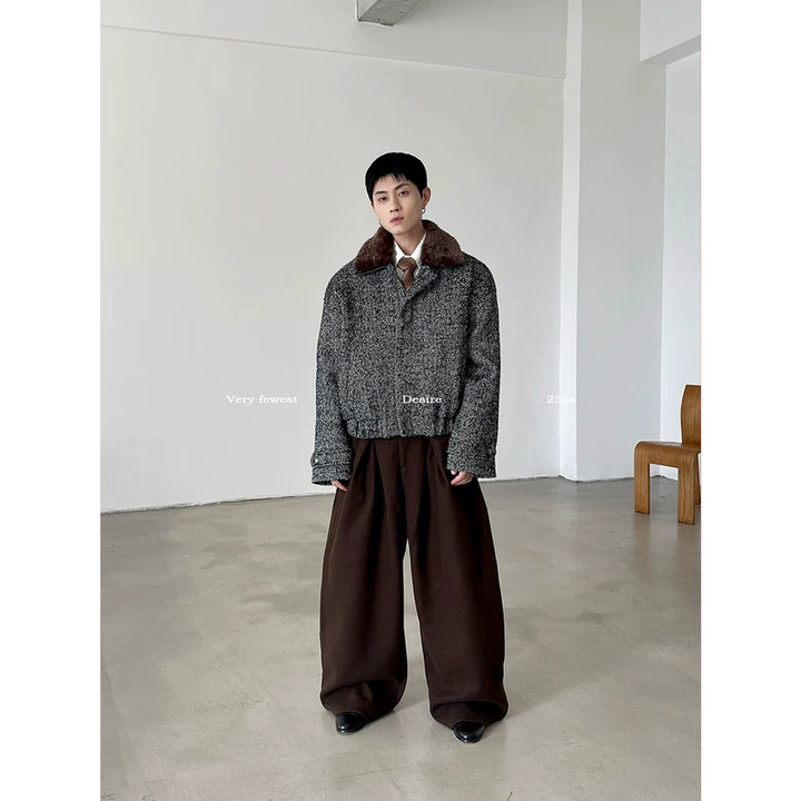 Fur Collar Quilted Wool Coat