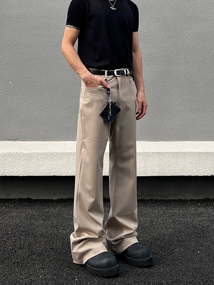 Pantalones casuales minimalistas de pierna recta acampanada 