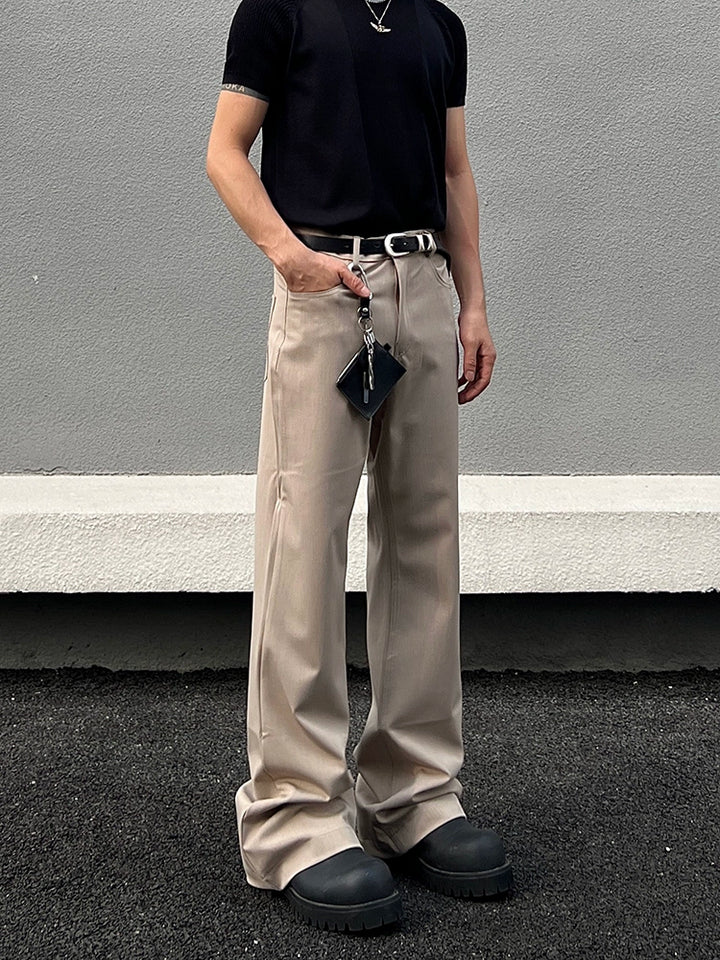 Pantalones casuales minimalistas de pierna recta acampanada 