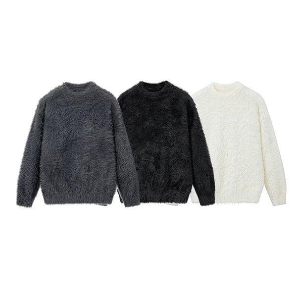 Pull ras du cou en mohair duveteux 