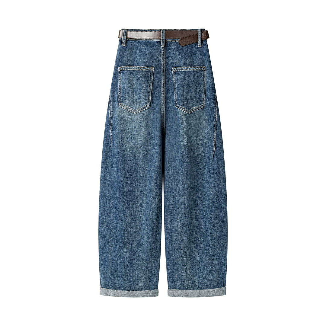 Wide Leg Rolled-Up Casual Jeans