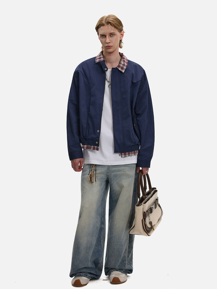 Veste pilote à col en tartan 