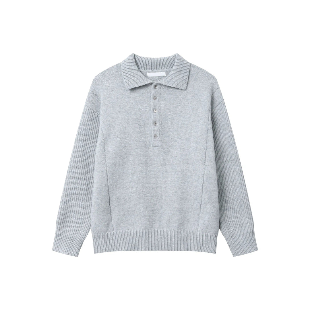 Lapel Wool Knit Pullover Sweater