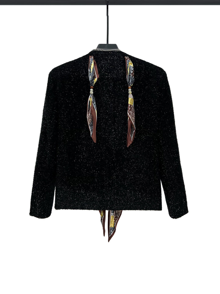 Scarf Buckle Shoulder Pad Short Jacket