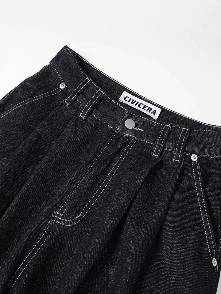 Denim Short Sleeve Top and Wide-Leg Pants