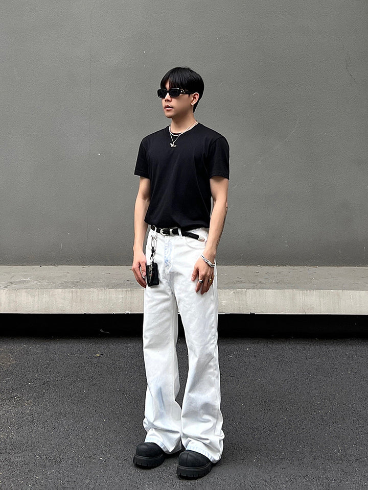 White Straight-Leg Jeans