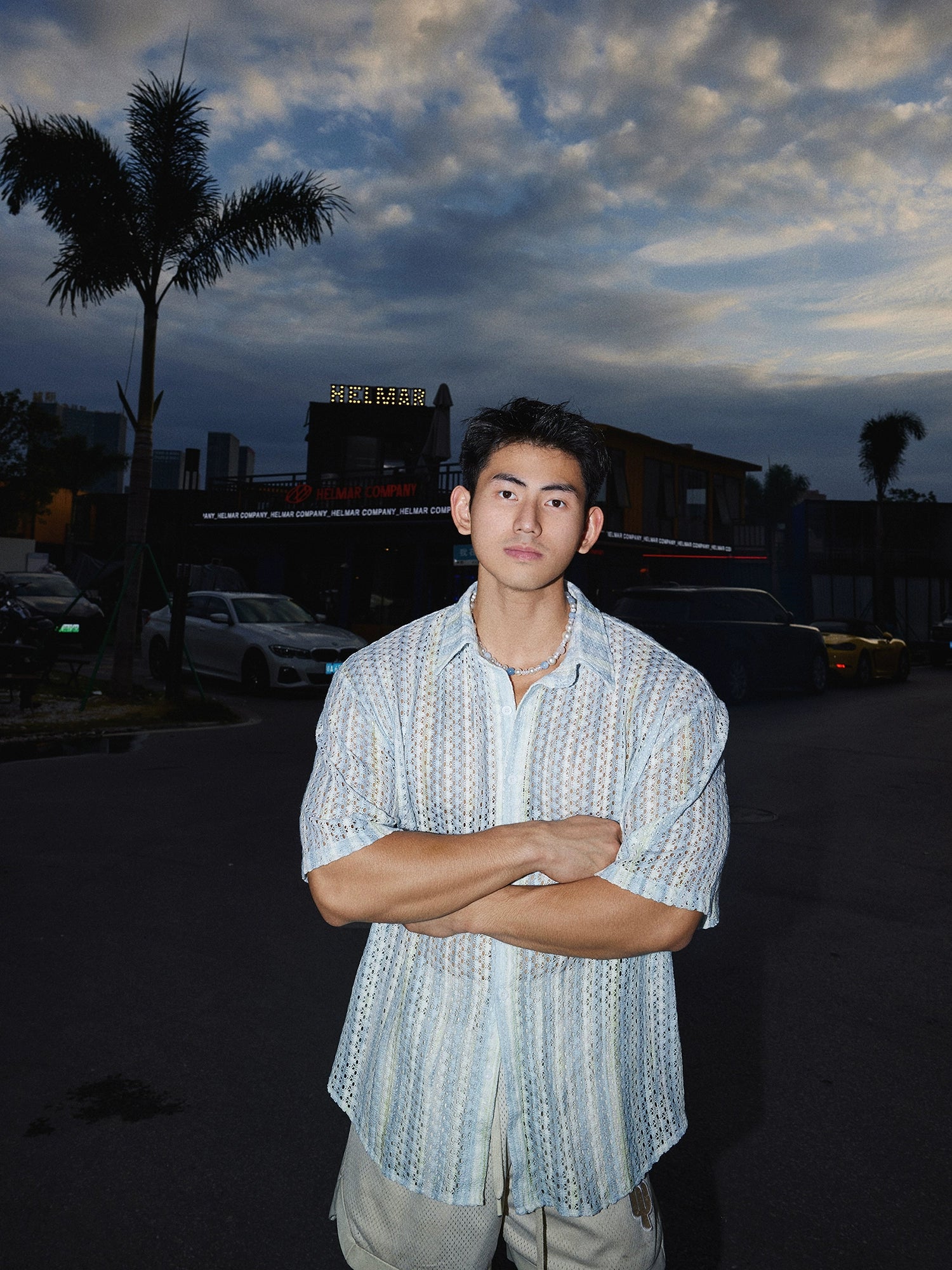 Französisches Retro-Hollow Kurzarmhemd 