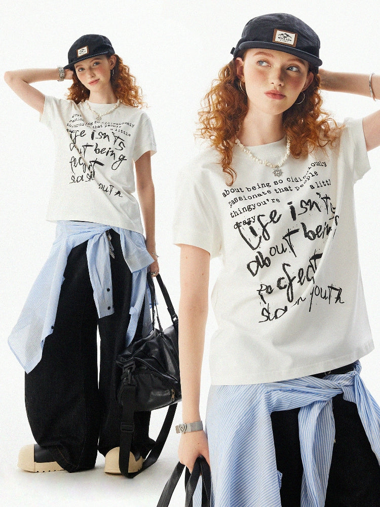Boxy Graffiti Print Short Sleeve T-shirt