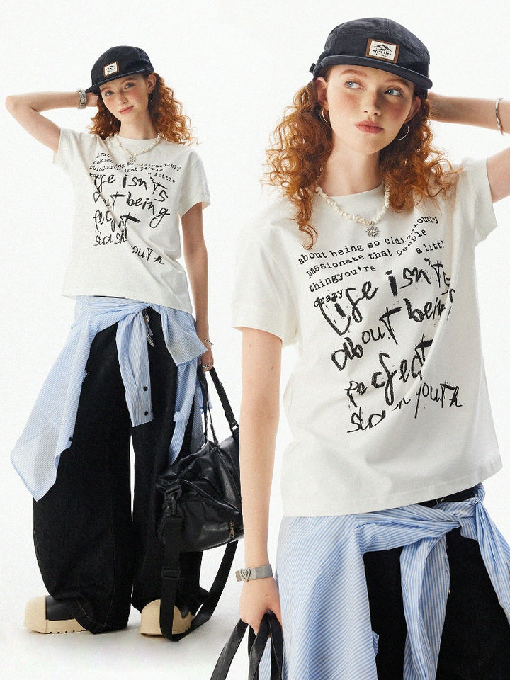 Boxy Graffiti Print Short Sleeve T-shirt