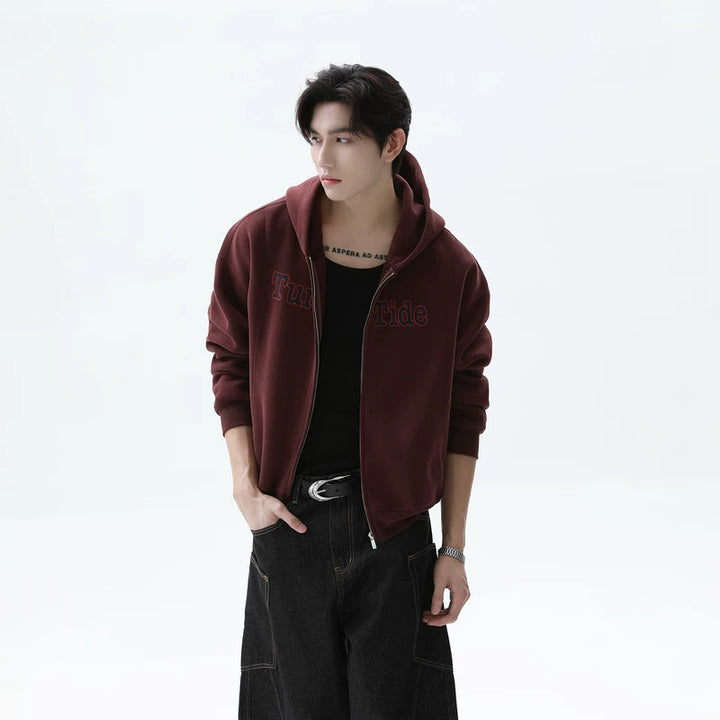 Zip-Up Hooded Sweatshirt Cardigan