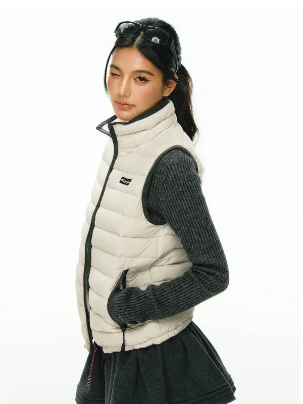 軽量パファー前面ジッパーベスト 