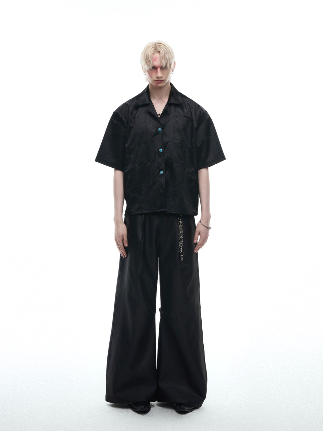Textured Satin Short-sleeved Shirt