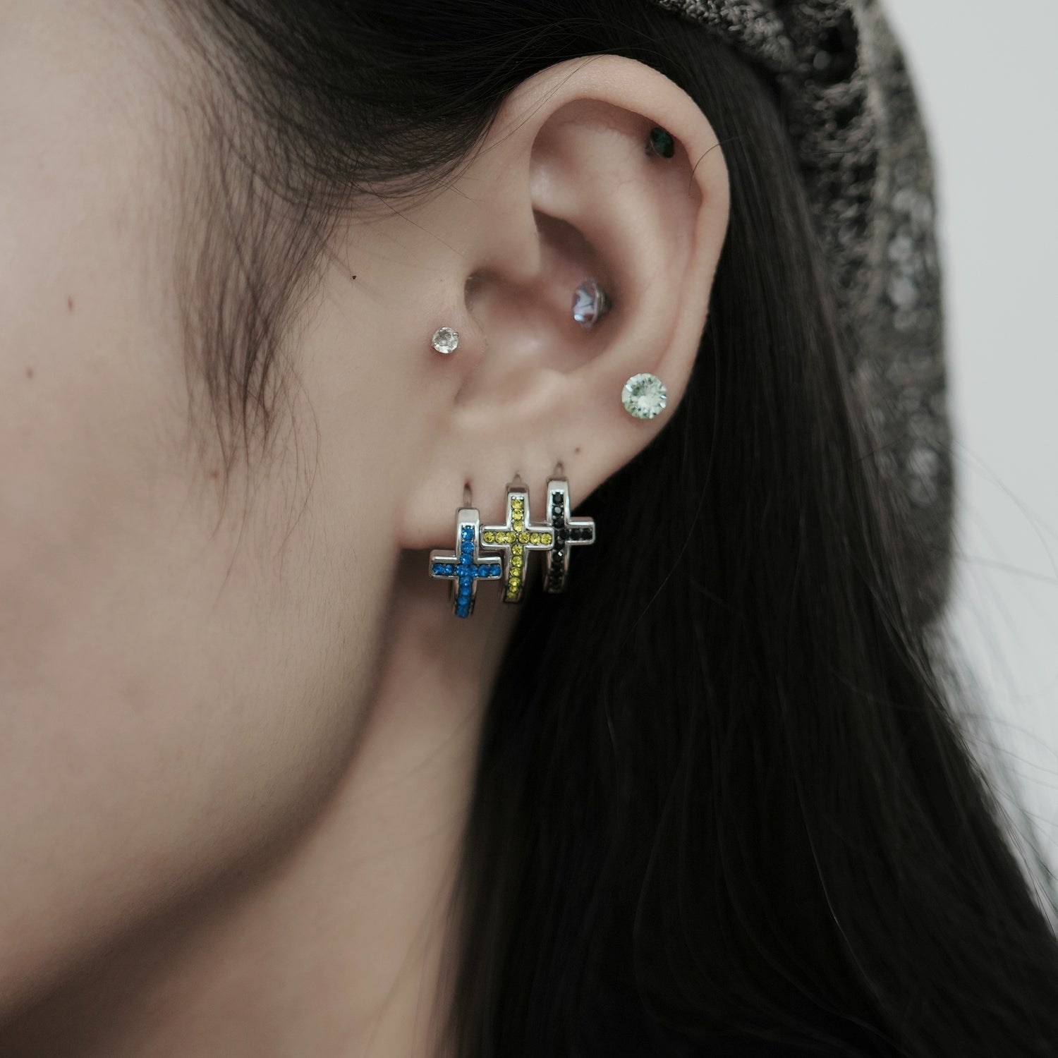 Cross Zircon Stud Earrings
