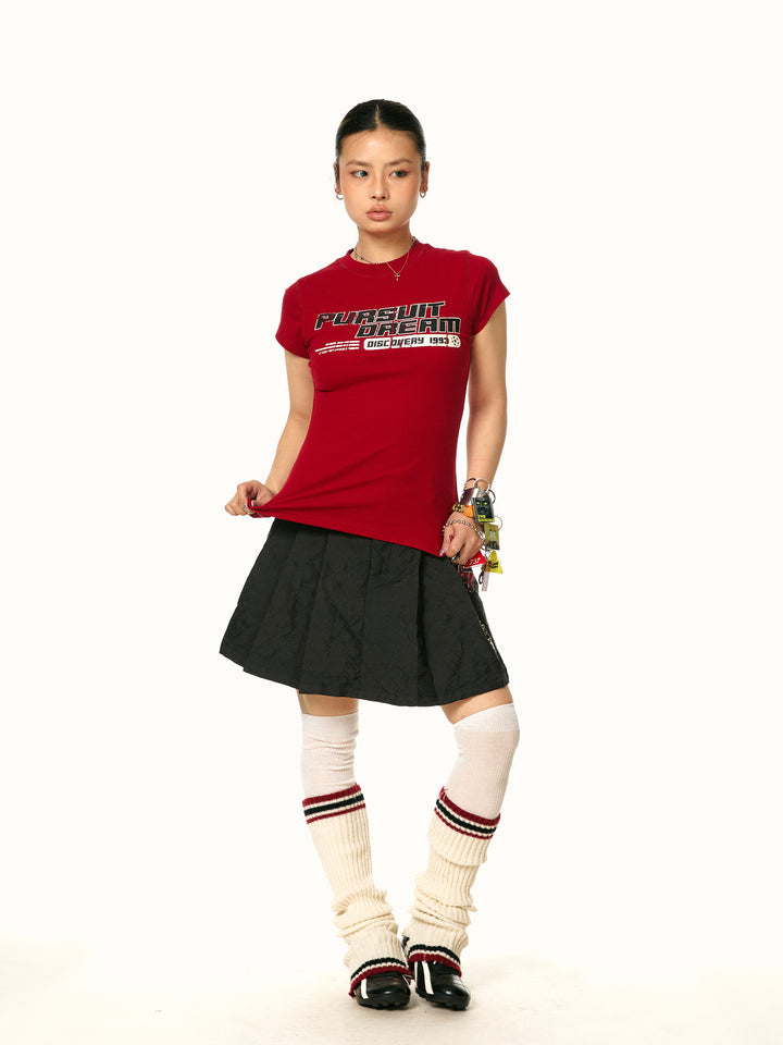 Pleated A-line Plaid Skirt