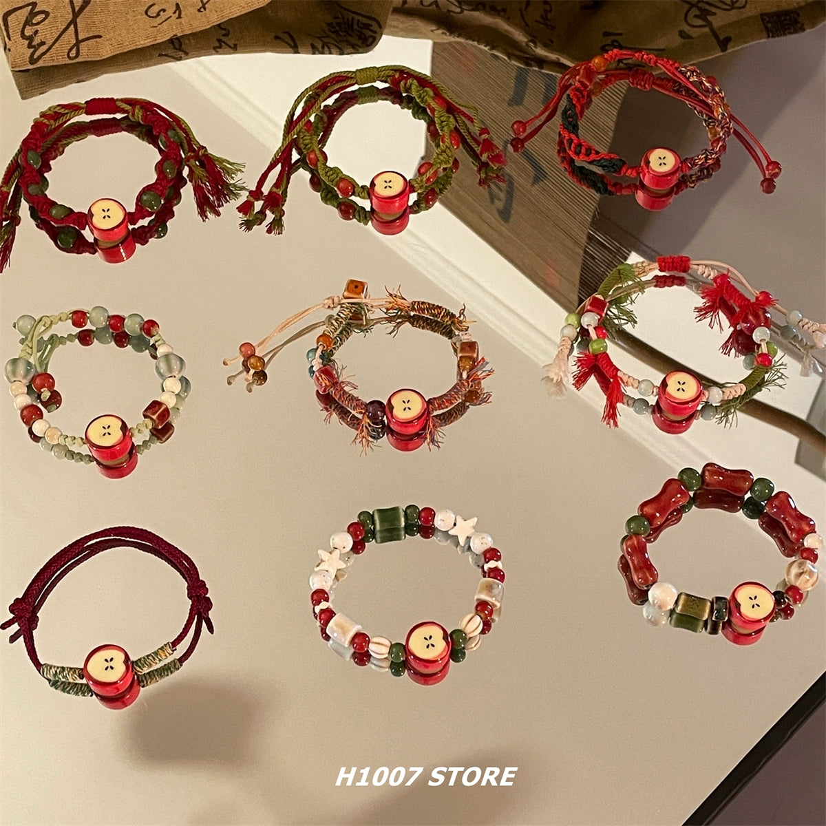 Ceramic Apple Beaded Handmade Bracelet