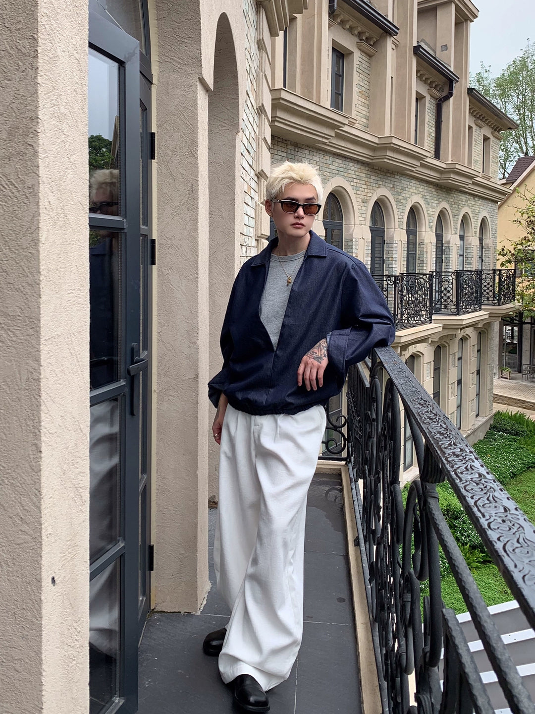 White Linen Straight-Leg Trousers