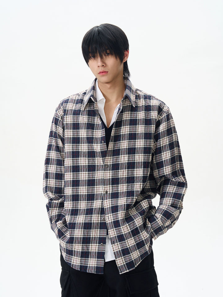 Veste chemise à carreaux oversize rétro 