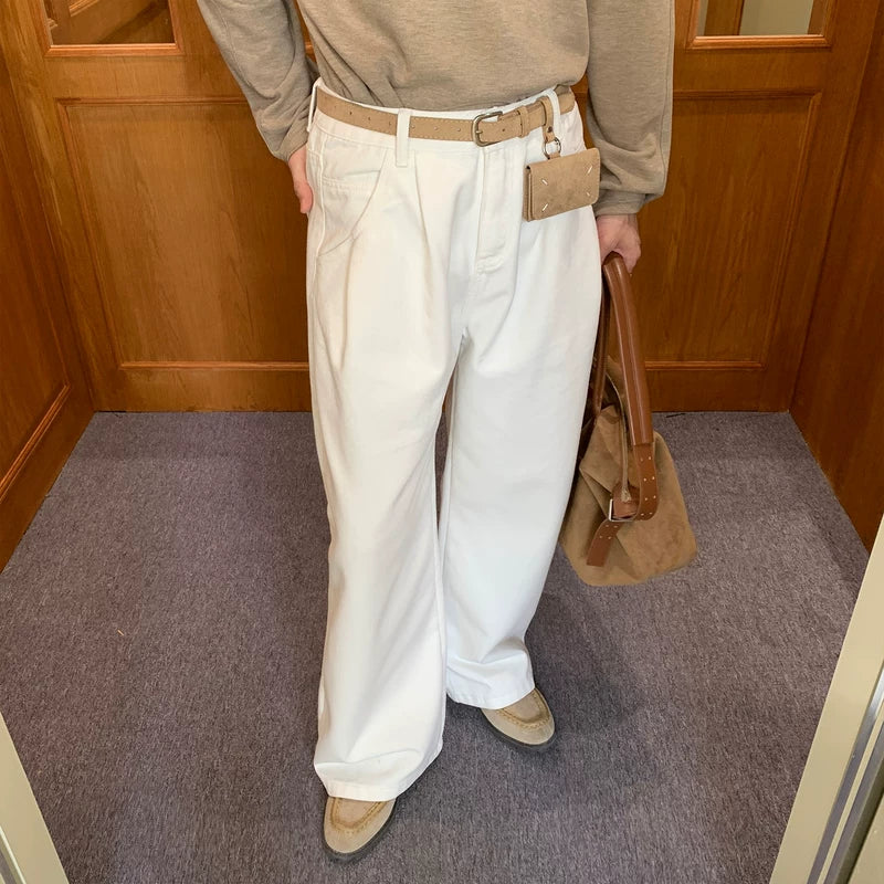 Pantalones de felpa con forro suelto y recto 