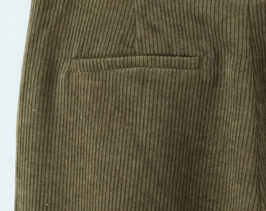 Pantalons décontractés en velours côtelé droits 