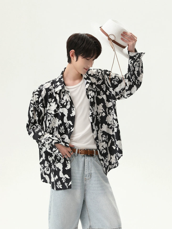 Floral Print Long Sleeve Casual Shirt