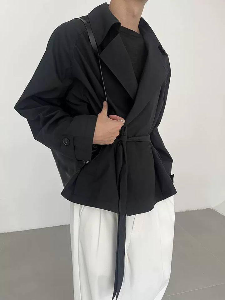 Veste coupe-vent courte ceinturée pour hommes 