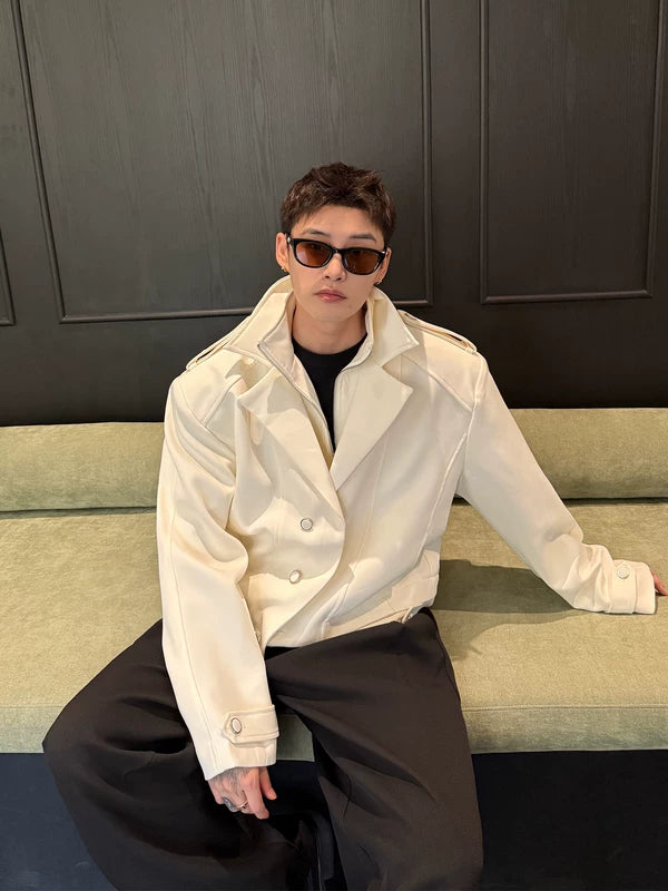 Dubbel Laag Suit Kraag Faux Twee-Delige Jas 