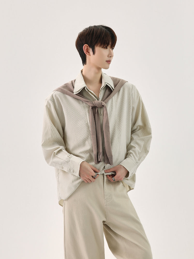 Detachable Shawl Striped Shirt
