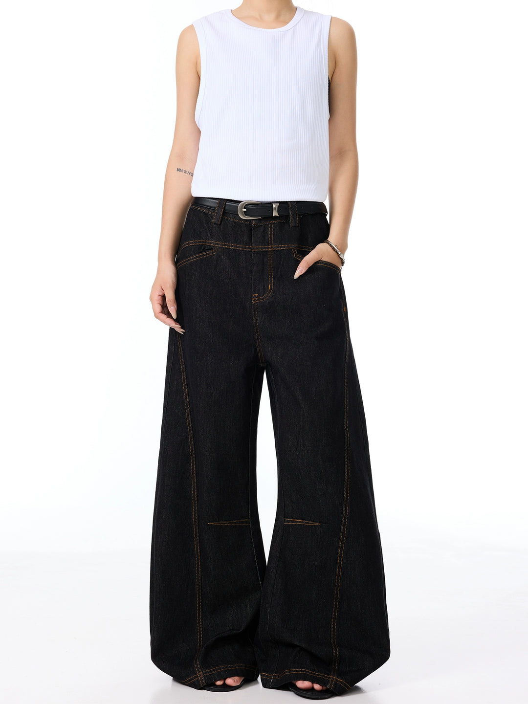 Denim Loose Wide-Leg Pants