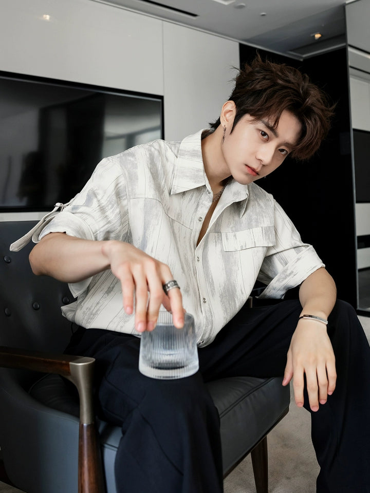 캐주얼 루즈 핏 반팔 셔츠 