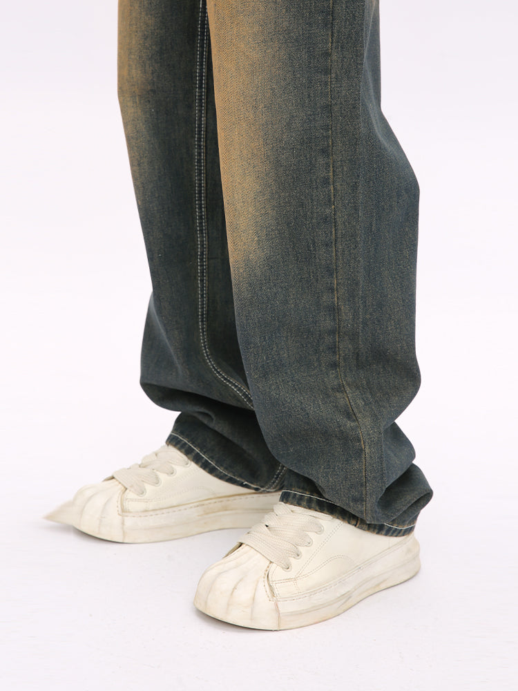 Jeans droits délavés rétro 