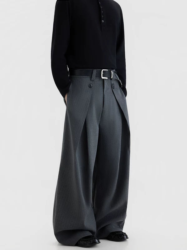 Широкие плиссированные полосатые повседневные брюки 