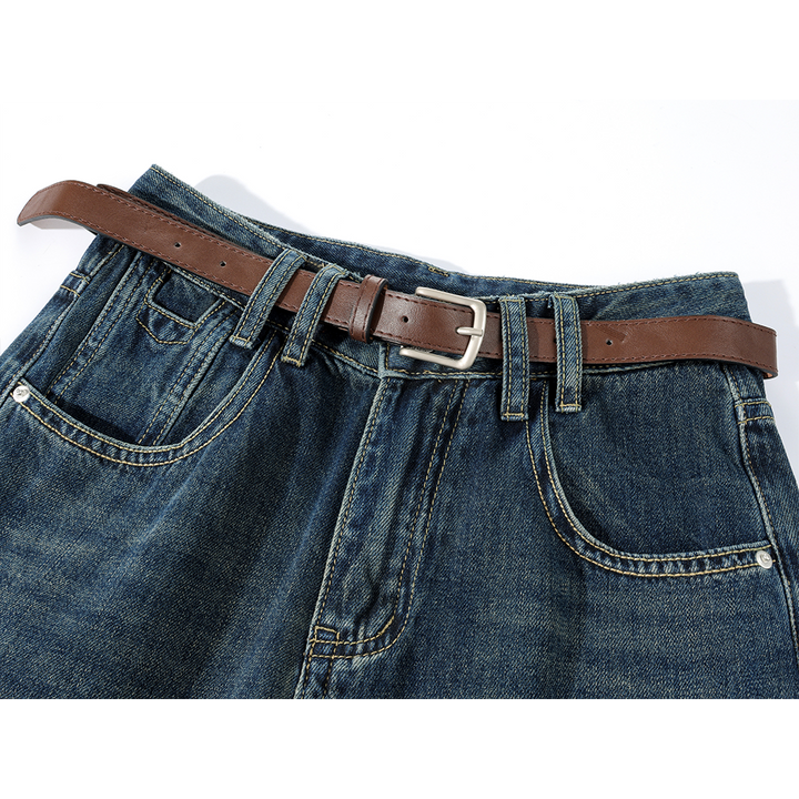Straight Wide-Leg Distressed Jeans