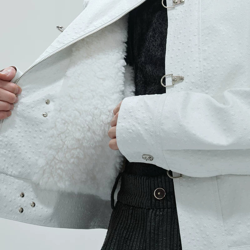 Fur Lining Ostrich Leather Jacket