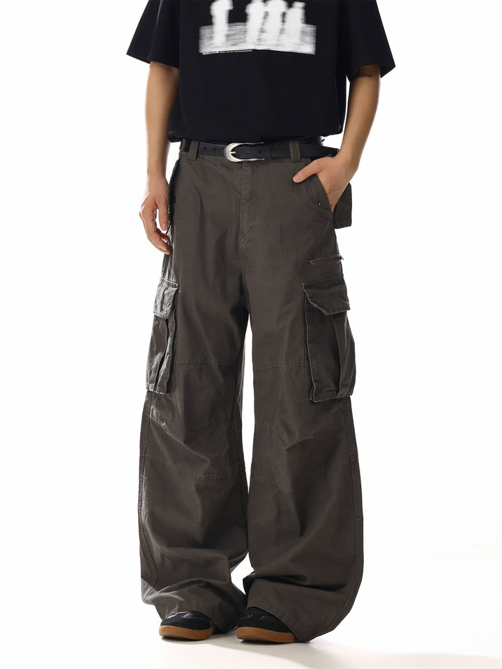 Pantalons cargo décontractés à jambes larges et amples 