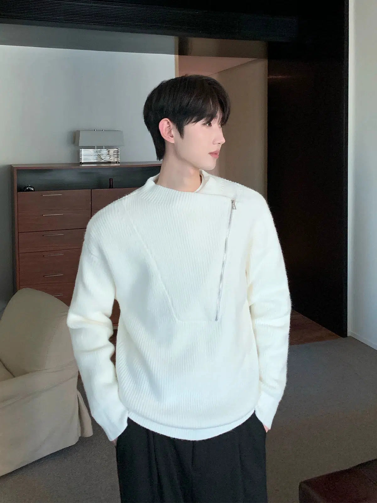 Irregular Half-Zip Sweater