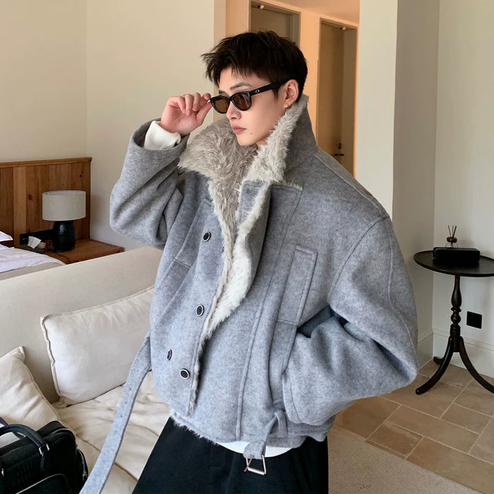 Dubbelzijdige wollen korte geïsoleerde jas 